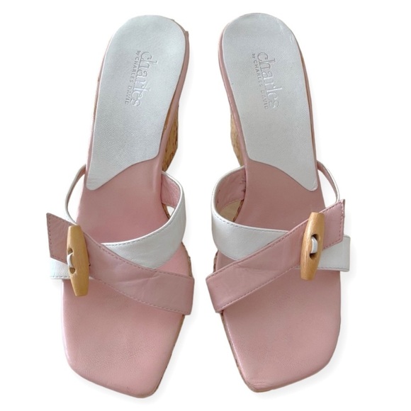 Y2K Charles By Charles David Pink Misty Cork Wedge‎ Sandal - Picture 4 of 11